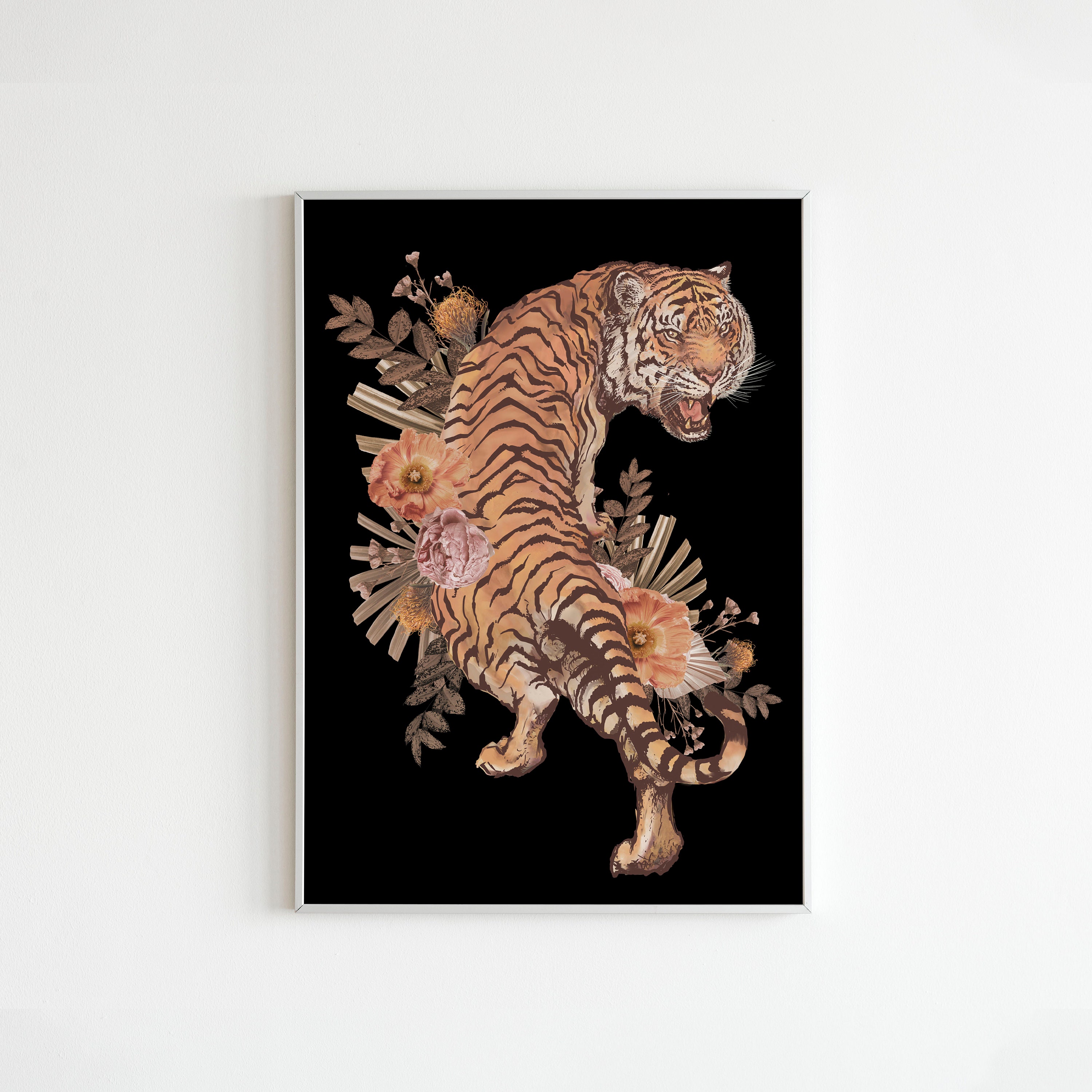Retro Tiger Print Pink Tiger Print Hippy Poster Digital Etsy.de