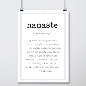 Namaste Poster - Namaste Definition Print scaricabile - Alta qualità - Poster di meditazione - Yoga