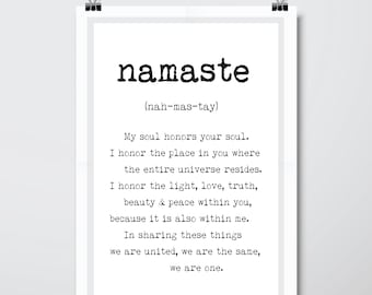 Namaste Poster - Namaste Definition Print downloadable - High Quality - Meditation Poster - Yoga