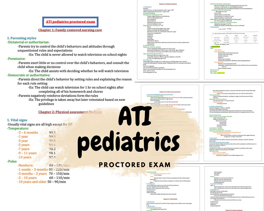 ATI Peds Proctored Exam Study Guide pediatric Nursing Care of Etsy