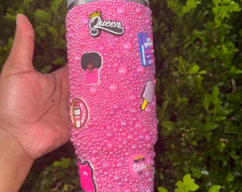 Vaso Stanley Cup de 40 oz con perlas y dijes
