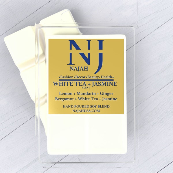 White Tea & Jasmine Soy Wax Melt | Lemon | Mandarin | Ginger | Bergamot | White Tea | Jasmine | 2.7oz