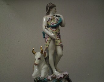 Edmé et Cie Samson Chelsea Style porcelain figure Europa consort of Zeus & Bull