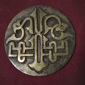Antique relief pattern Bronze plaque stamp print seal