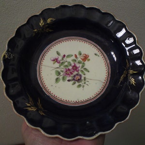 18thc First Period George III Worcester Blue Floral Porcelain Scalloped Plate