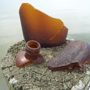 Tall Amber Beauties, Sea Glass