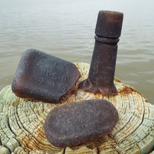 Vintage Amber Bottle Beauties, Sea Glass