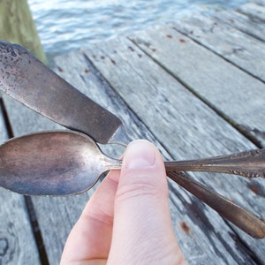 Antique Silver Plated Spoon and Spread Knife