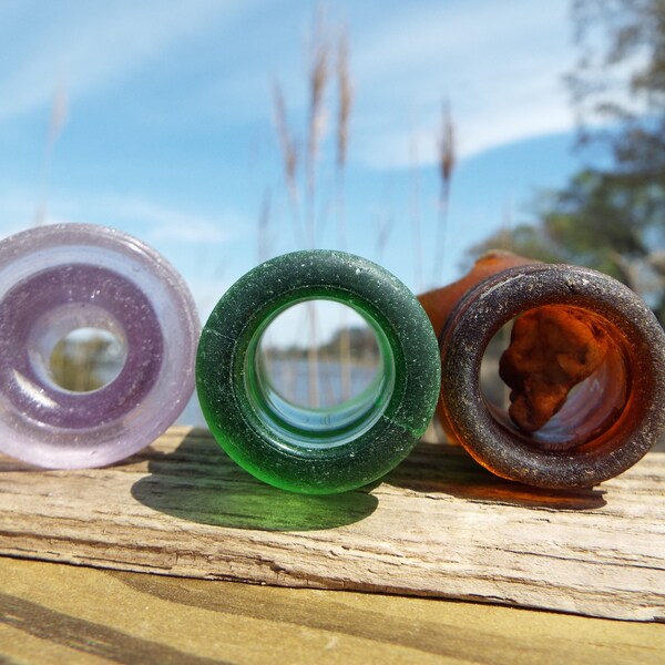 Colorful Par Baked Sea Glass Bottle Necks