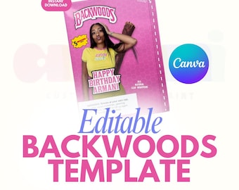 Editable Backwoods Wrap Template: DIY Party Favors (Canva, Digital Download)