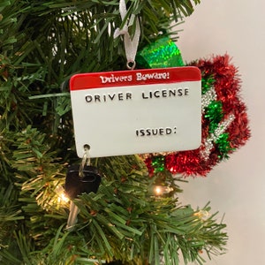 Gepersonaliseerde kerstversieringen Algemeen rijbewijs, gepersonaliseerd door de kerstman, autoornament, sleutelornament, ornament rijbewijs