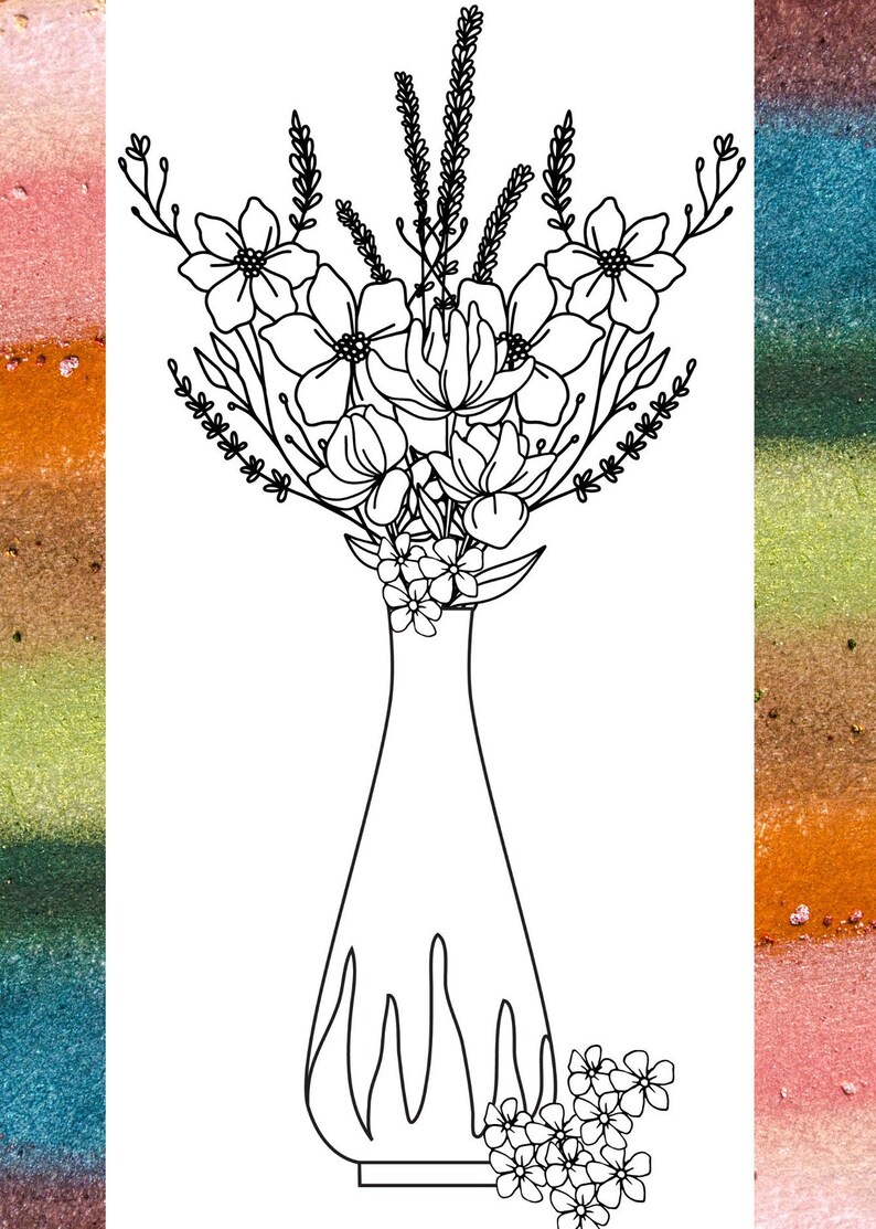 Flower Arrangement Coloring Pages Etsy