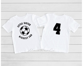 Little Sister Soccer Fan T-Shirt: Sibling Matching Tee