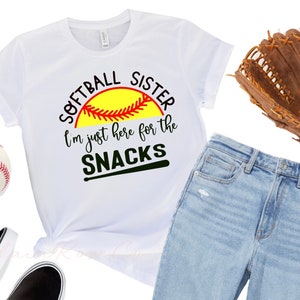 Softball Sister I’m just here for the snack bar, softball sister shirt, sibling softball shirts, funny softball shirt for kid or toddler