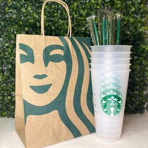 Starbucks Reusable Venti 24oz Cup/ Lid and Green Straw/ Starbucks Reusable Cold Cup/ Plain Starbucks Cup/ Starbucks Tumbler/ Crafting/ Gifts