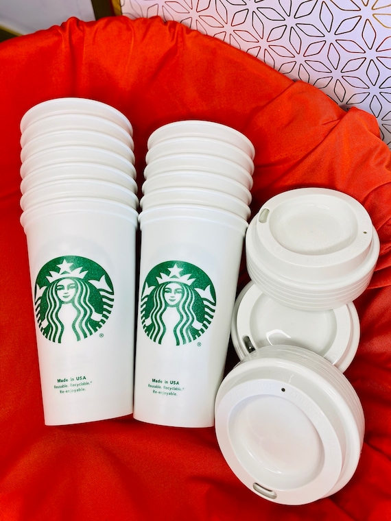 Reusable Plastic Cups With Lids 24oz Venti Size Craft Clear Cup 4 Sets Bulk  DIY