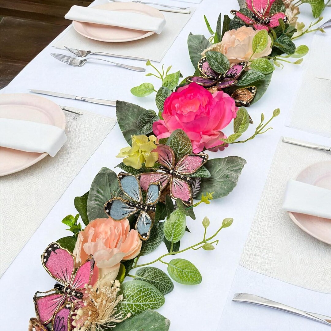 Handcrafted Spring Floral Garland 5ft – Handmade Peonies, Butterflies ...