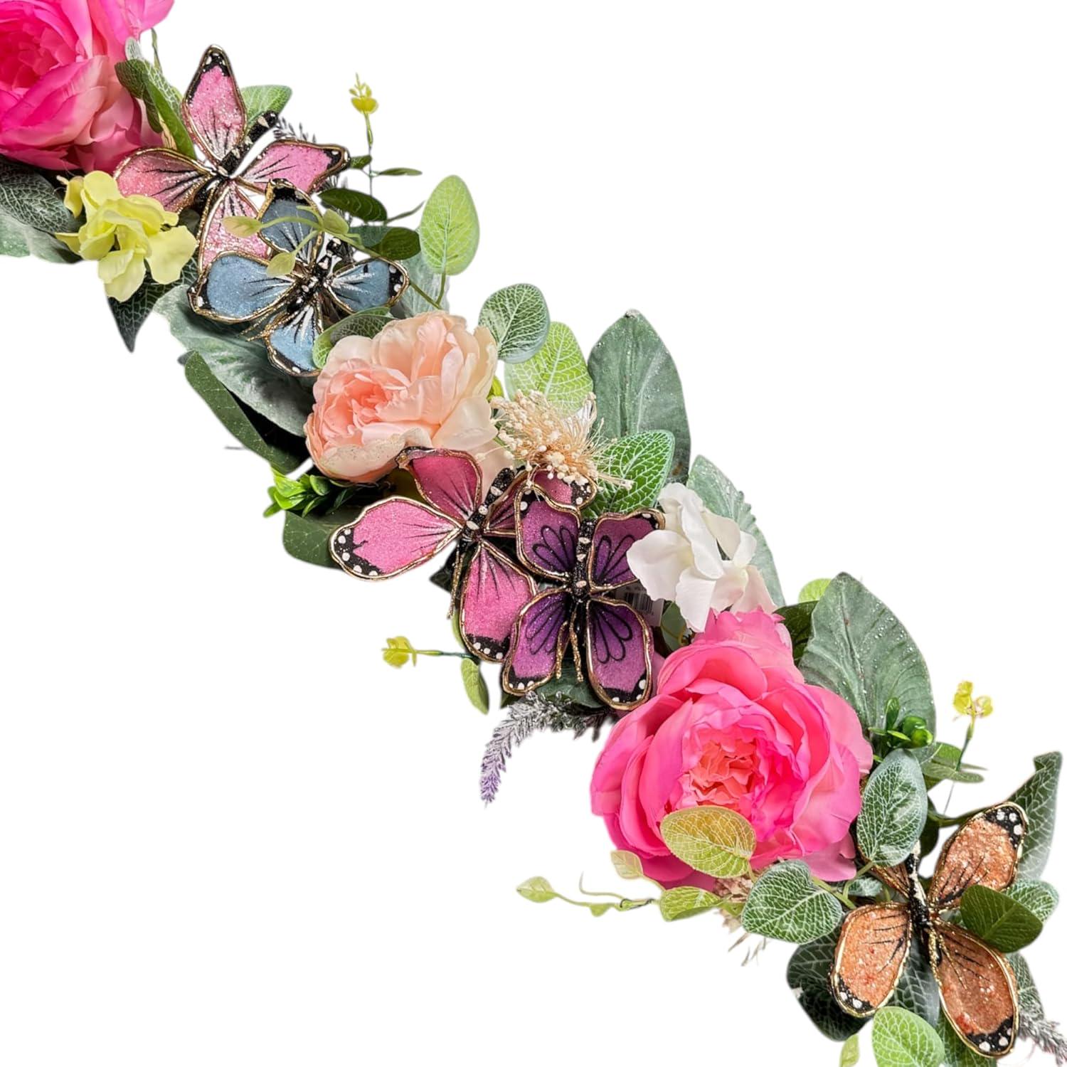 Spring Tree Garland Handcrafted Spring Floral Garland 5ft – Handmade Peonies, Butterflies ...