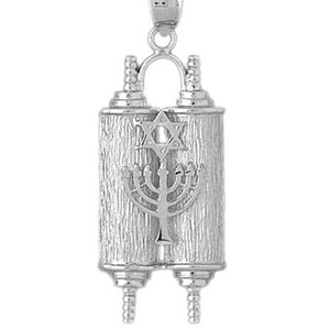 New .925 Sterling Silver Jewish Torah Scroll Pendant