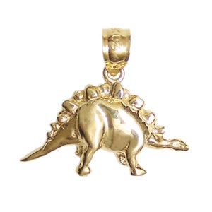 New 14k Gold Stegosaurus Dinosaur Pendant