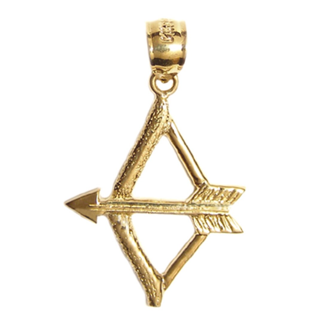 New 14k Gold Bow and Arrow Pendant Etsy