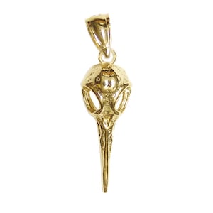 New 14k Gold Hummingbird Skull Pendant