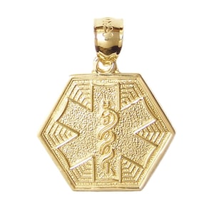 New 14k Gold Medical Alert Symbol Pendant