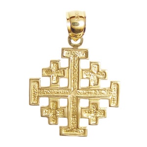 New 14k Gold Jerusalem Cross Pendant