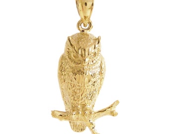 New 14k Gold Owl Pendant