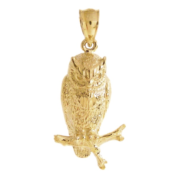 14k Gold Owl Charm Etsy