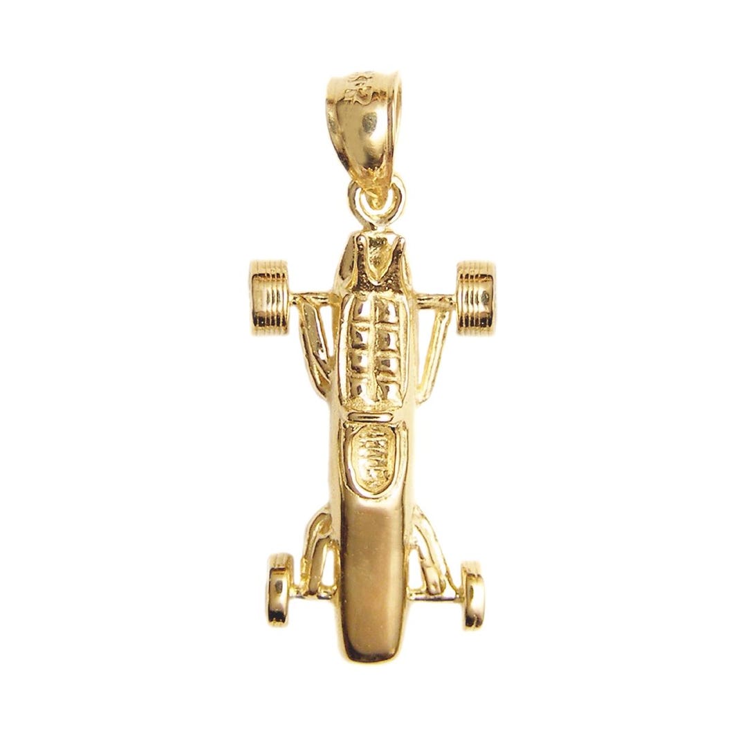New 14k Gold Race Car Pendant - Etsy