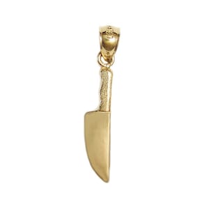 New 14k Gold 3D Kitchen Knife Pendant