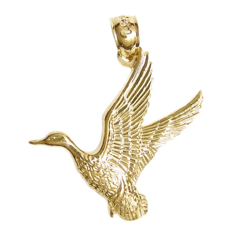 New 14k Gold Duck Mallard Bird Pendant Etsy
