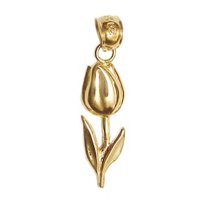 New 14k Gold Tulip Flower Pendant