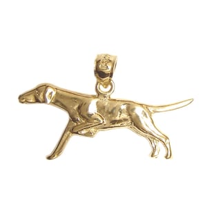 New 14k Yellow Gold Pointer Dog Pendant