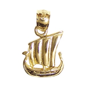 New 14k Gold Viking Ship Pendant
