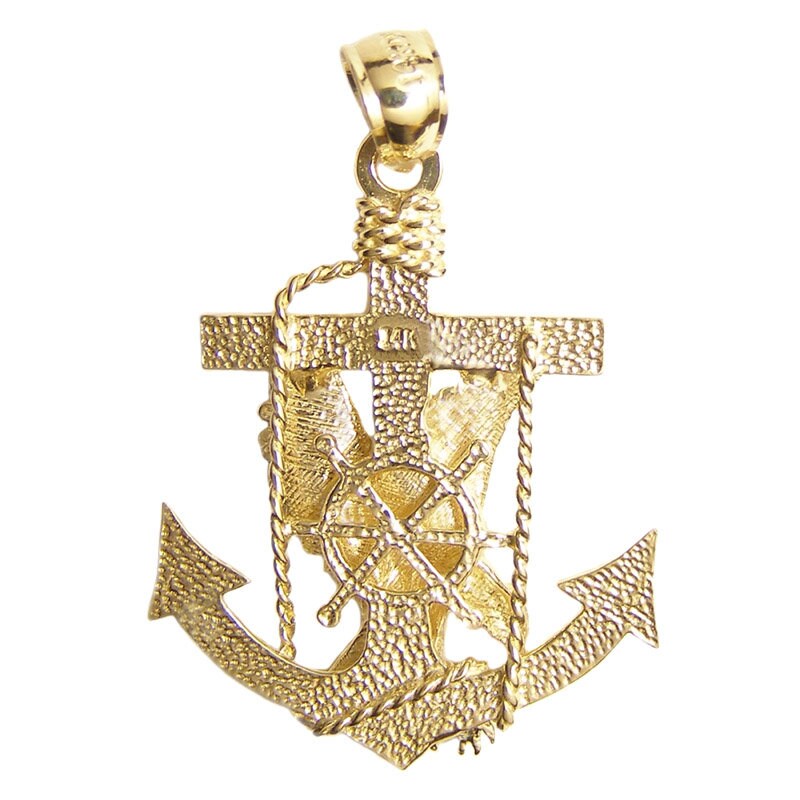 New 14k Gold Mariners Cross Eagle Anchor Pendant - Etsy