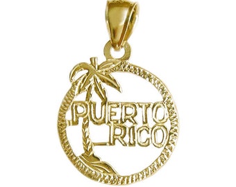New 14k Gold Puerto Rico Island Pendant