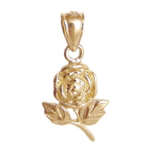 New 14k Gold Rose Flower Pendant