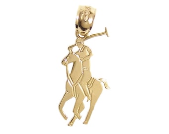 New 14k Gold Horse Polo Pendant