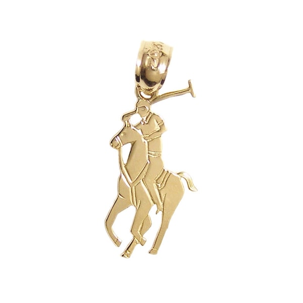 New 14k Gold Horse Polo Pendant