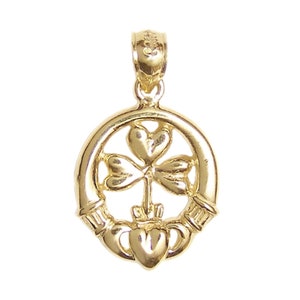 New 14k Gold Claddagh Pendant