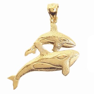 New 14k Gold Orca Whale Pendant