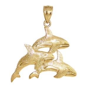 New 14k Gold Orca Whale Pendant