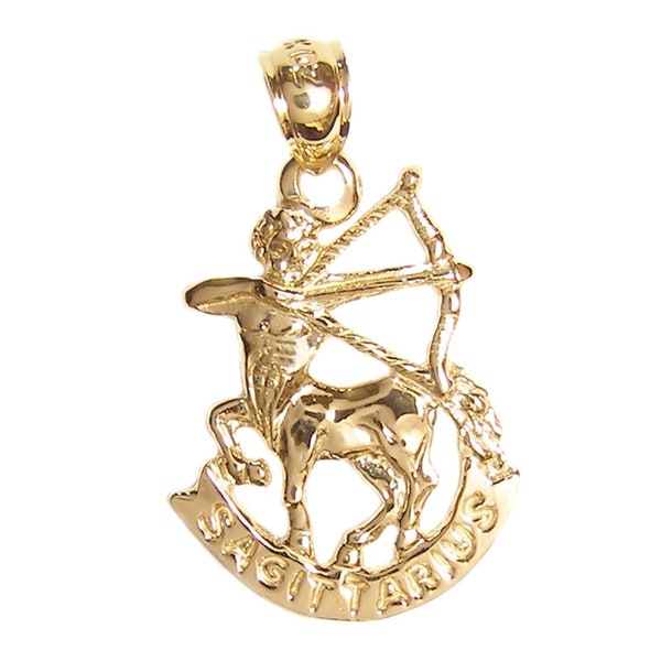 New 14k Gold Sagittarius Zodiac Pendant