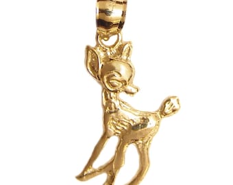 New 14k Yellow Gold Deer Pendant