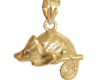 Vintage 14K Yellow Gold Fishing Reel Charm Pendant 