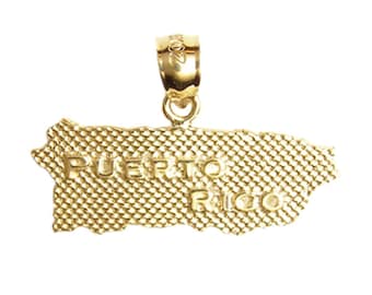 New 14k Gold Puerto Rico Island Map Pendant