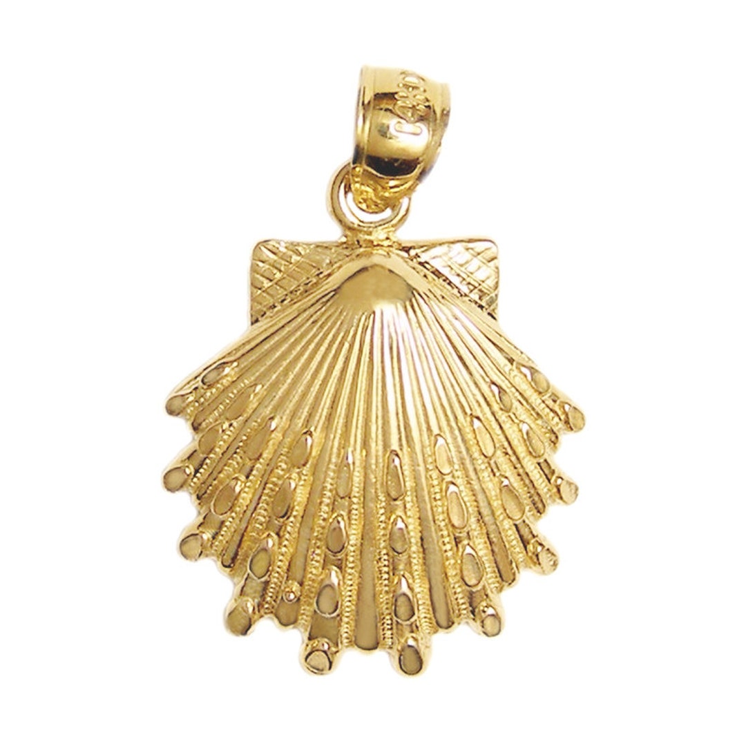 Large Gold Shell New 14k Gold Shell Pendant - Etsy