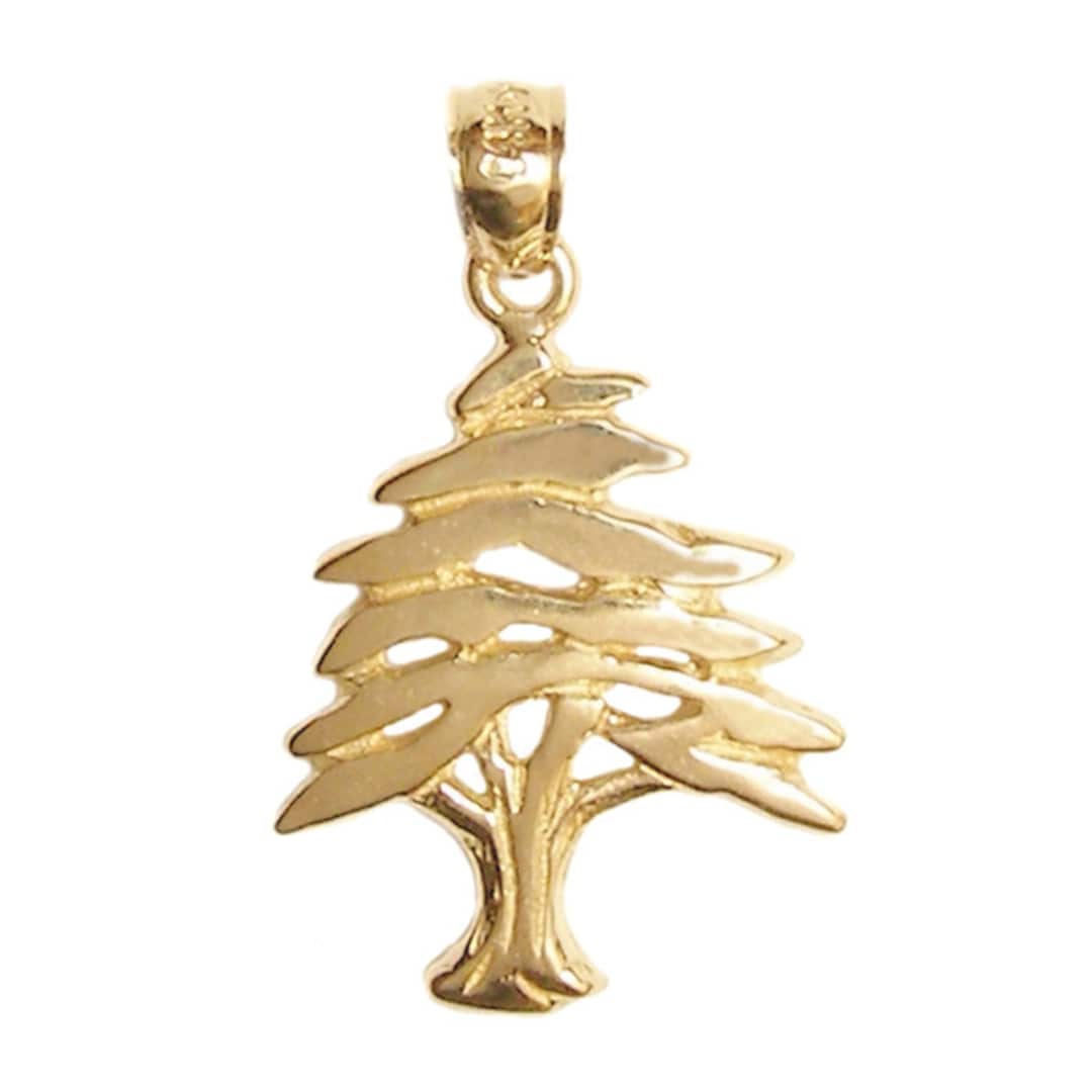 New 14k Gold Cedar Tree Pendant Etsy